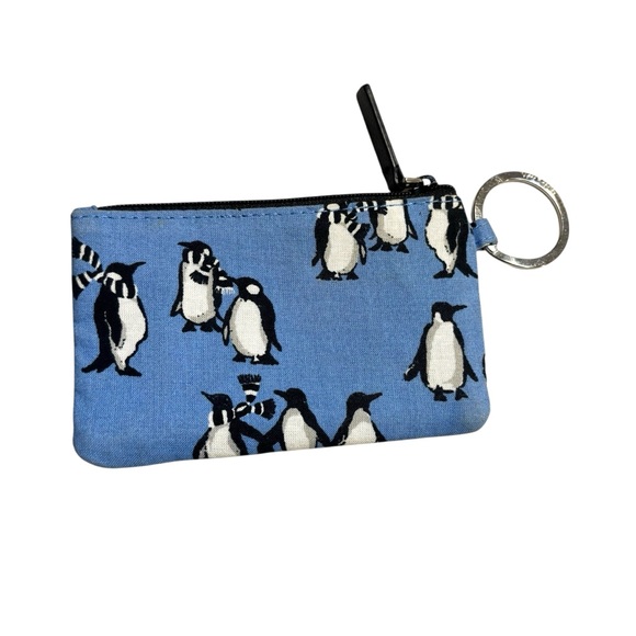 Vera Bradley ID Case Playful Penguins with Keyring Blue White Black Zip-Up - Picture 2 of 10